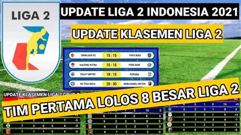 1 TIM LOLOS 8 BESAR LIGA 2 INDONESIA 2021 UPDATE KLASEMEN LIGA 2