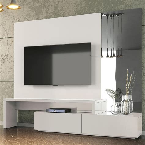 Estante Home Theater Helsinque Univ 200 Cm Laca Off White Brilhante