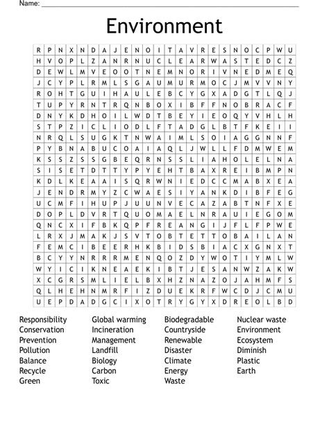 Environmental Word Search Printable