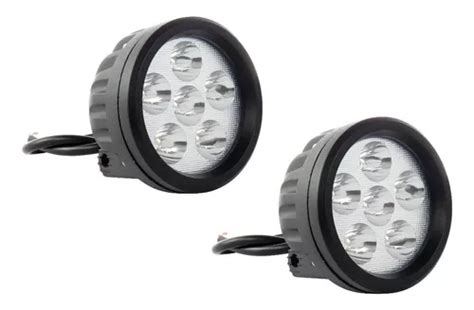 Par Faros Redondos 6 Led Luz Blanca Fija 3 Pulgadas 12v 18w Meses Sin