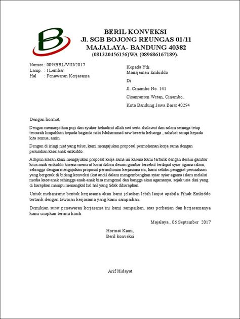 Contoh Surat Permohonan Kerjasama Rekanan Yang Di Kasih Tahu Seseorang