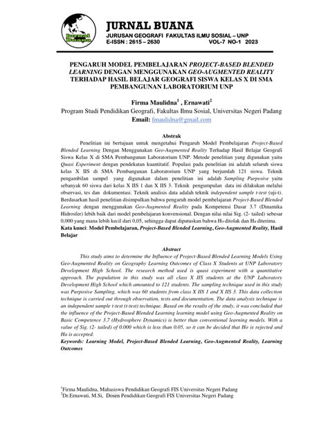 PDF PENGARUH MODEL PEMBELAJARAN PROJECT BASED BLENDED LEARNING DENGAN