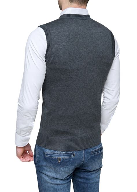 Diamond Maglioncino Smanicato Uomo Grigio Scuro Slim Fit Cardigan Da M A Xxxl