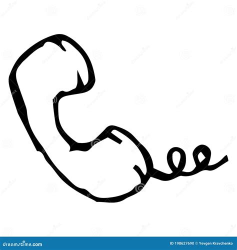 Telephone Receiver With Wire Retro Handset Phone Call Center Vector