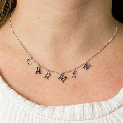 Collar Nombre Personalizado De Plata Letras Con Colgantes Joyas