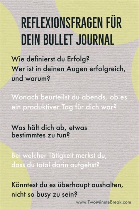 Ideen für dein Bullet Journal Inspirierende Reflexionsfragen um dich