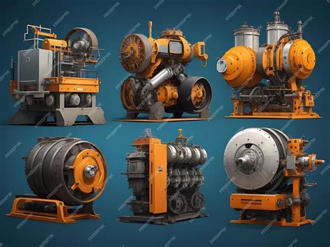 Premium AI Image | Different Types of Modern Machinery on blue Background