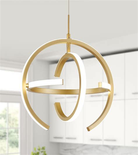 Q S Modern Led Chandelier Gold Round Globe Led Hanging Pendant Light