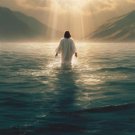 Premium Photo Jesus Walking On The Water Ai Generated