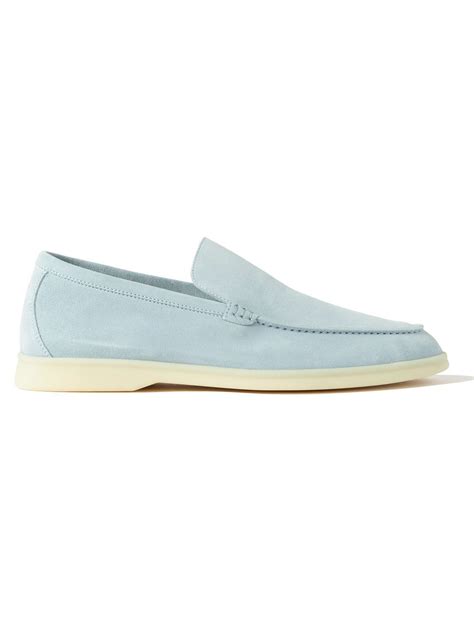 Loro Piana Summer Walk Suede Loafers Blue Loro Piana