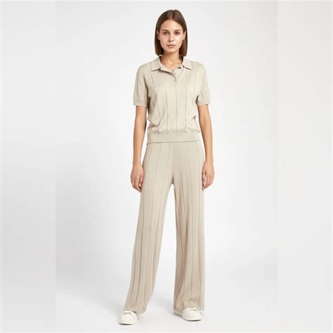 Boa Pants Jumpsuits Boa Nude Set Ribbed Knit Wide Leg Trousers