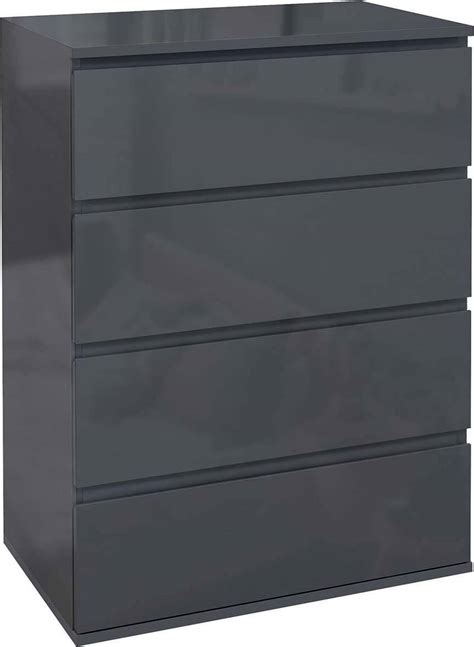 Homcom High Gloss Grey Chest Of Drawer 55x80cm • Price