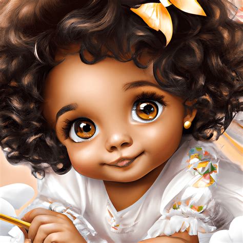 Hyper Detailed 4k African American Baby Girl Cartoon · Creative Fabrica