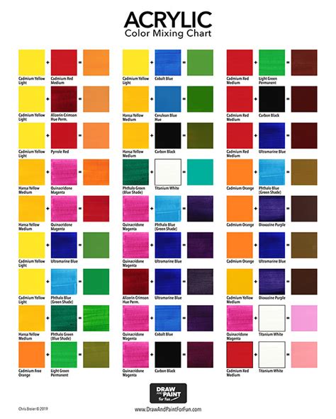 Acrylic Color Mixing Chart: Free PDF Download - Draw and Paint For Fun