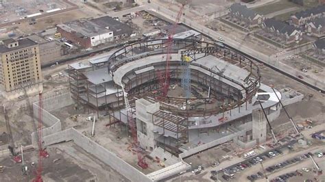 Video Chopper 7 Shows First Roof Truss Installed At New Detroit Red Wings Arena