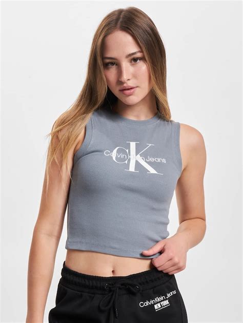 Calvin Klein Jeans Archival Monologo Rib Tank Crop Top Defshop 23077