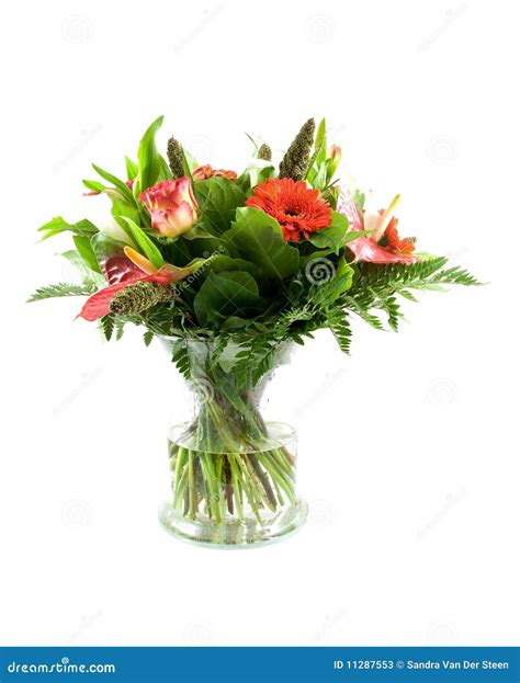 Bouquet Of Flowers In Glass Vas Stock Photos - Image: 11287553