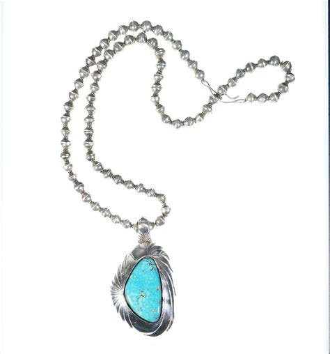 Navajo Jewelry Sterling Silver Beads and Turquoise Necklace – Home ...