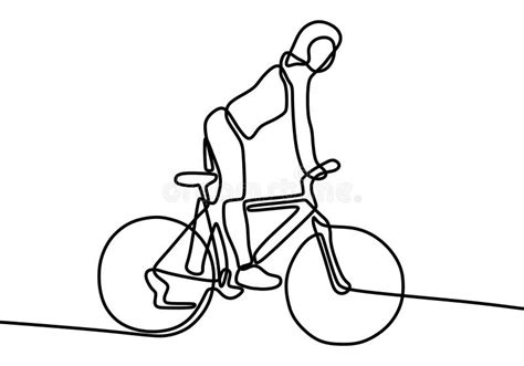 Woman Riding Bike One Continuous Line Drawing Vector Illustration