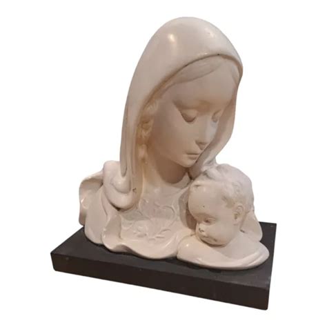 Buste Sculture La Vierge Et L Enfant En Pl Tre Num Rot Sur Socle En