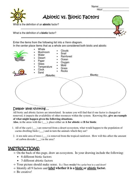 Biotic And Abiotic Factors In Ecology Worksheets Library