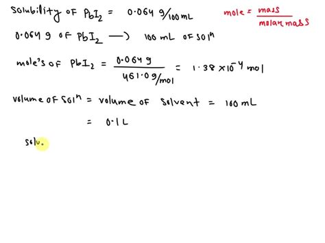 Solved The Solubility Of Lead Ii Iodide Is G Ml At C