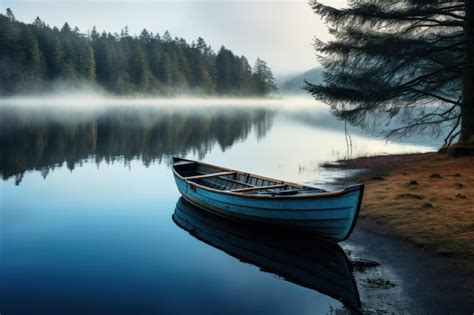 Premium Photo A Calm Water With A Lone Boat