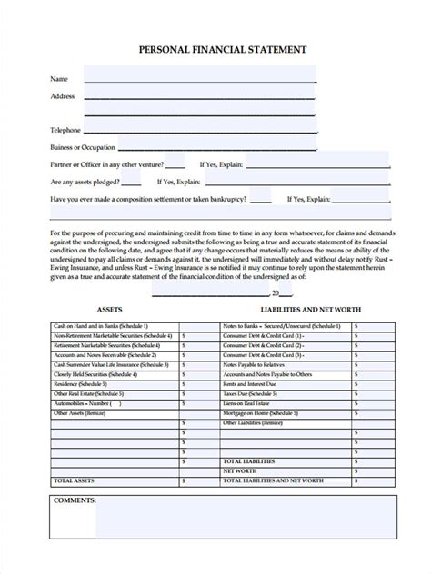 Free 8 Personal Financial Statement Forms In Pdf Ms Word Excel