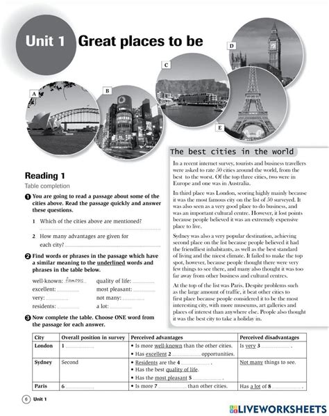 Reading Unit 1 Online Exercise For Live Worksheets