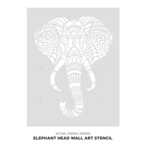 Elephant Head Wall Art Stencil | Stencil wall art, Stencils wall ...