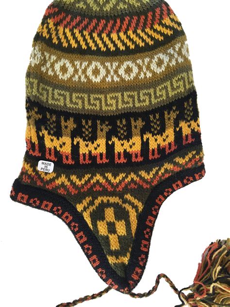 Authentic Peruvian Alpaca Chullo Hat Traditional Peru Indigenous Hat