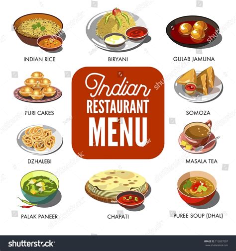 Indian Cuisine Food Traditional Dishes Vector Stock Vector Royalty