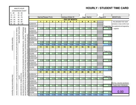 Free Printable Time Card Templates Excel Google Sheets Word