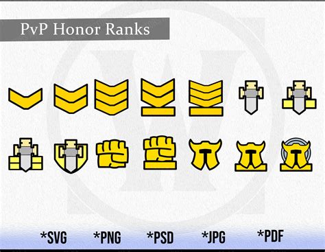 WoW PvP Honor Rank Emblems SVG Clipart World of Warcraft Cut | Etsy