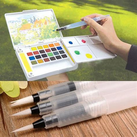 2019 New 3Size Water Soft Brush Pen Paint For Watercolor Reusable Beginner Calligraphy Nylon ...