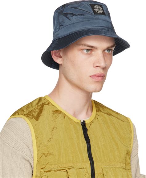 Stone Island Blue Logo Bucket Hat Stone Island