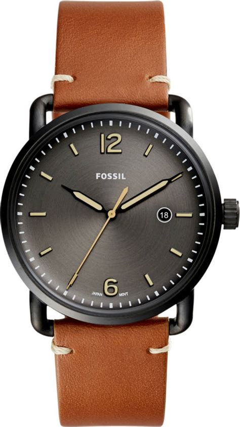 Men S Fossil Commuter Brown Leather Strap Watch FS5276