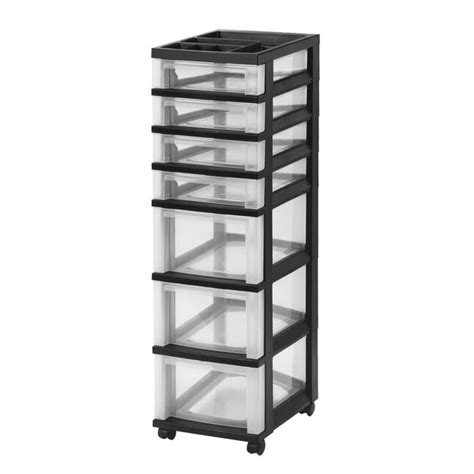 Iris 7 Drawers Black Rolling Plastic Storage Drawer Cart 41 69 In H X