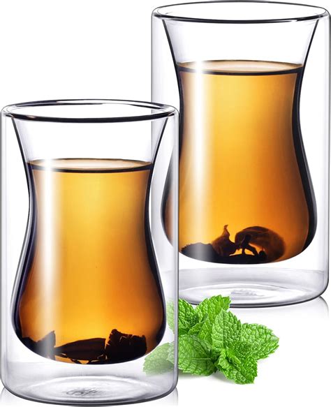 Eparé Turkish Clear Glass Tea Cups Set Of 2 Double Wall Clear Glass Coffee Mug