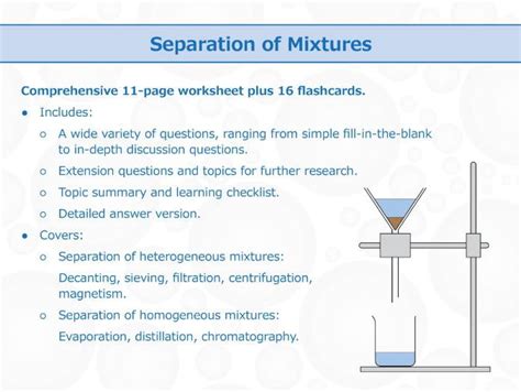 Separation Of Mixtures Worksheet And Flashcards Teaching Resources