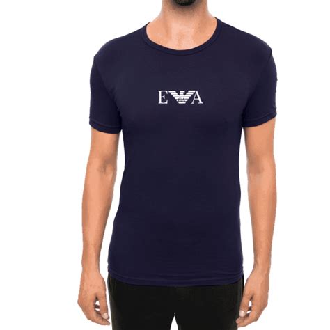 EA7 Emporio Armani Emporio Armani Logo Stretch T Shirt Navy Blue 111035