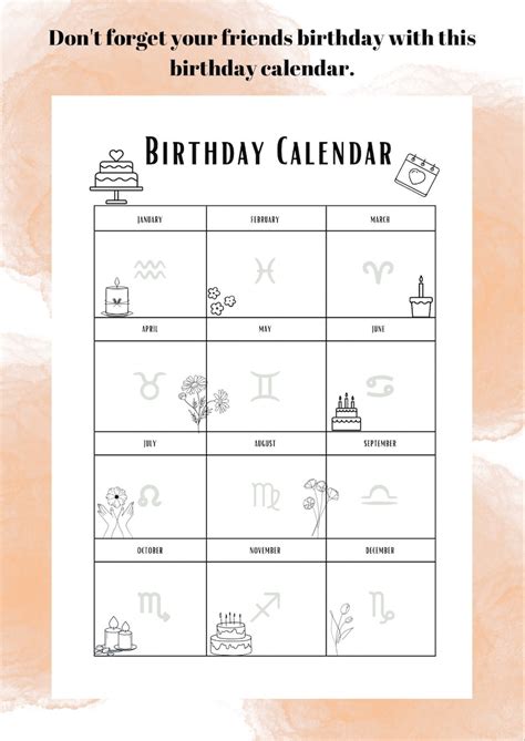 Birthday Calendar Birthday Calendar 2023 - Etsy