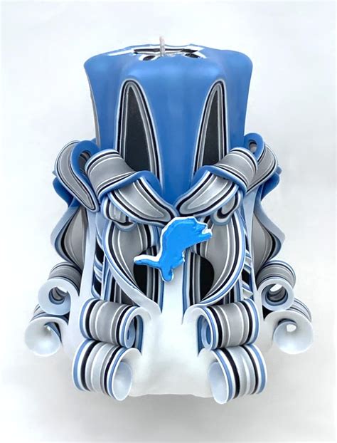 Detroit Lions Inspired Carved Pillar Candle Etsy