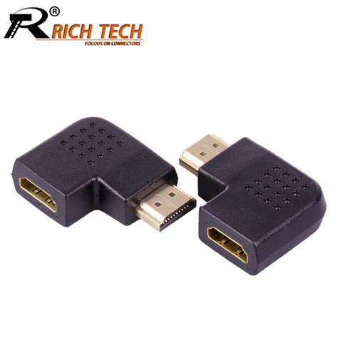 10 Uds 19Pin HDMI hembra Jack a 19Pin HDMI macho enchufe ángulo recto