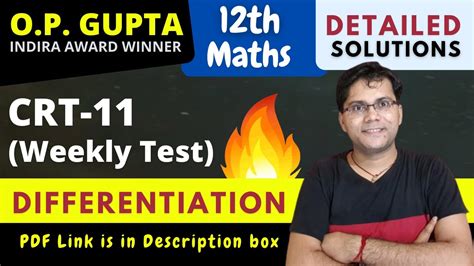 Differentiation Class 12th Maths Weekly Test CRT 11 For CBSE Exams