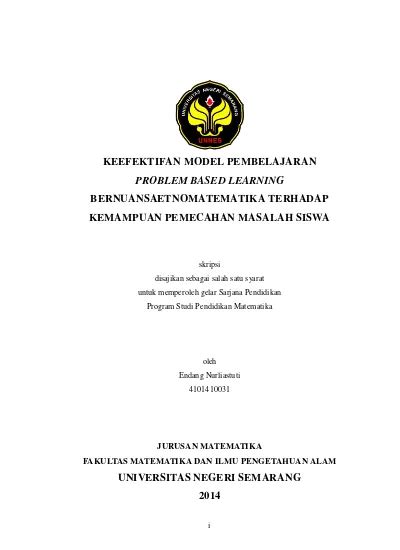 KEEFEKTIFAN MODEL PEMBELAJARAN PROBLEM BASED LEARNING