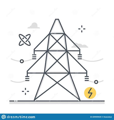 Electricity Tower Icon Vector Transmission Tower Illustration Sign Power Lines Symbol