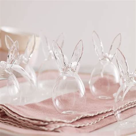 Lights Fun Set Of Clear Glass Bunny Ears Easter Egg Hanging Tree