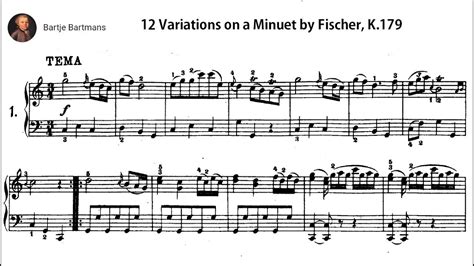 Mozart Variations On A Minuet By Fischer K 179 1774 Ingrid