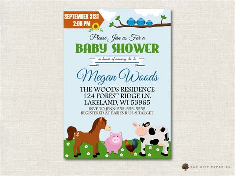 Farm Animal Baby Shower Invitation Barnyard Shower - Etsy